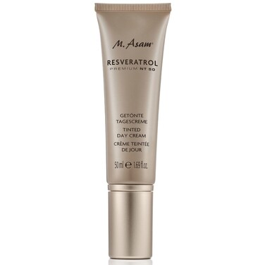 M. Asam RESVERATROL PREMIUM NT50 Tinted Day Cream (1.69 Fl Oz) &ndash; With Hyaluronic Acid, Anti-Aging Face Cream for Women, Lightweight Makeup &amp; Moisturiser Cream in One, Vegan Skin Care