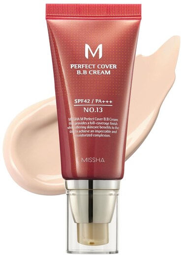 MISSHA M Perfect Cover BB Cream No.13 Bright Beige - Fair with Cool Undertone SPF 42 PA +++ 1.69 Fl Oz - Tinted Moisturizer for face with SPF
