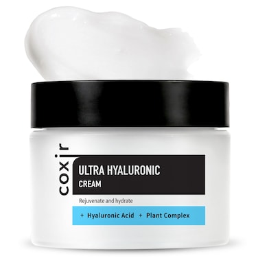 coxir ULTRA HYALURONIC CREAM   Daily Facial Moisturizer for Dry, Dehydrated Skin l Hyaluronic Acid, Betaine, Plant Complex l Lightweight, Hydrating Moisturizing Cream [50ml /1.69 fl.oz.]