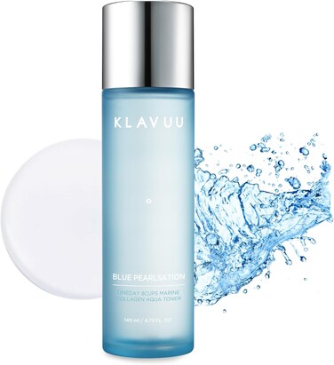 Blue PEARLSATION ONE Day 8 Cups Marine Collagen Aqua Toner - Deeply Hydrating &amp; Soothing for Skin Radiance, Non-Sticky Formula for All Day Comfort and Refreshment &ndash; 4.73 floz