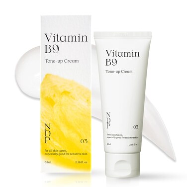 Vitamin B9 Cream Makeup Primer for Face (65ml / 2.19 Fl Oz) Hydrating Primer, Tinted Moisturizer, Natural Tone Up, Glass Skin, Flawless, Dewy Glow, Radiance, Niacinamide, NDP