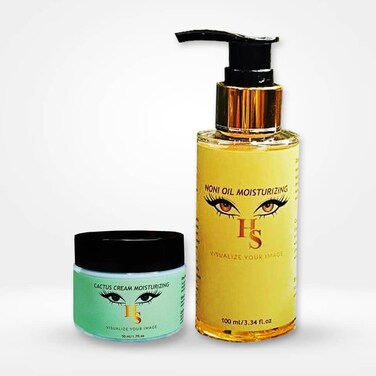 Organic Noni Body Massage Oil &amp; Cactus Cream Facial Moisturizer - Anti-Aging Cactus Facial Extract &amp; Moisturizing Noni Skin Oil - Set of 2 Skin Moisturizing Oil &amp; Cream items.