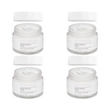 Asterwood Hyaluronic Acid Moisturizer (4 Pack) - Face Cream for Anti-Aging, Anti-Wrinkle - Hydrating for Dry Skin - Facial Moisturizer for Women &amp; Men - Fragrance-Free, Non-Comedogenic - 6.8 oz