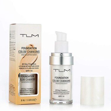 TLM Flawless Color Changing Foundation,Moisturizing Warm Skin Full Coverage Face Foundation Makeup,Base Nude Face Liquid Cover Concealer,Natural Sunscreen Non-greasy