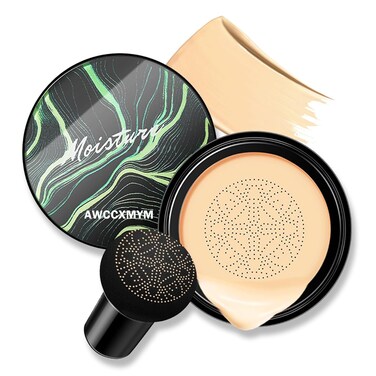 AWCCXMYM CC Cream Cushion Foundation Full Coverage Foundation Matte Moisturizing Concealer BB Cream Foundation Makeup with Mushroom Head for Glowing Flawless Skin Radiance 05#Buff Beige