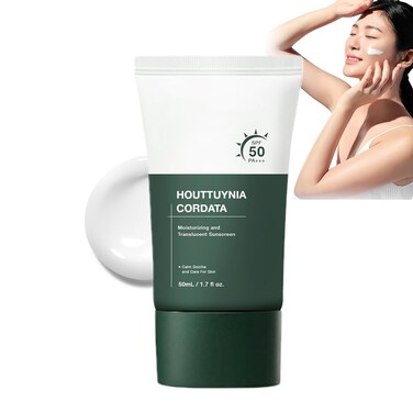 Heartleaf Silky Moisture Sunscreen, Moisture Daily Sunscreen, Korean SPF 50+ PA++++ Clear Filter Sun Essence, No White Cast, Hydrating, Moisturizing, Cools Down, Light Finish