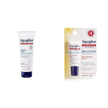 Aquaphor Healing Ointment 7 oz. Tube and Lip Repair Lip Balm SPF 30 0.35 oz. Tube Bundle