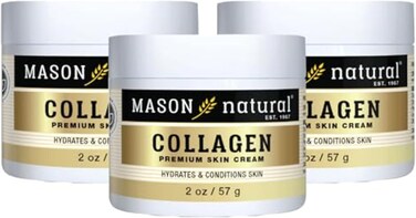 MASON NATURAL Collagen Premium Skin Cream - Anti Aging Face and Body Moisturizer, Intense Skin Hydration and Firmness, Pear Scent, Paraben Free, 2 OZ (3-Pack)