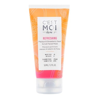 C'est Moi Refreshing Papaya &amp; Strawberry Seed Scrub Facial Mask   Balance &amp; Hydrate Skin, Moisturizing Facial Mask, Clinically Tested Non-Toxic Ingredients feat. Sugar &amp; Aloe, EWG Verified, 1.7 oz