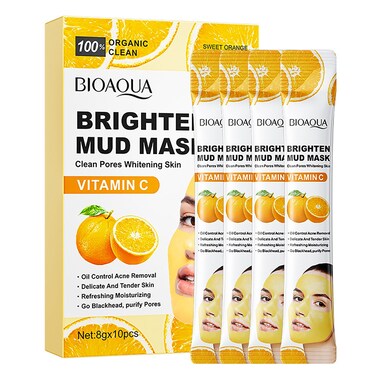 BIOAQUA Vitamin C Mud Facial Mask Sweet Orange Moisturizing Clean Pores Oil Control Face Skin Refreshing 8gx 10pcs