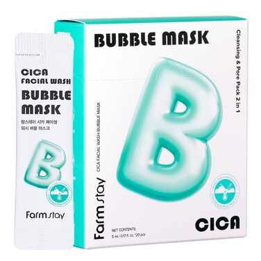 Cica Facial Wash Bubble Mask, Korean Pore Cleanser for Blackheads, Exfoliator Dead Skin Cells, Deep Cleansing &amp; Hydrating, Non-Irritating &amp; Soothing for Sensitive Skin, For Men &amp; Women, 20 pcs