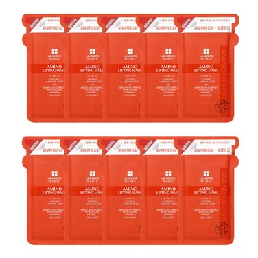 Leaders Mediu Amino Firming &amp; Lifting Facial Sheet Mask   Amino Acid Complex, Vitamin A, Collagen   Reduces Fine Lines, Improves Elasticity, for All Skin Types (10 Sheets)