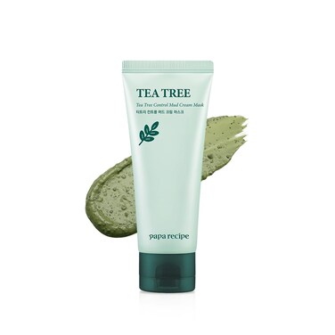 Papa Recipe Tea Tree Control Mud Cream Mask, Hydrating Wash Off Pack, Pore Cleansing Exfoliator, Blackheads &amp; Sensitive Skin, Korean Skincare for Men and Women 100ml, 4.94 oz