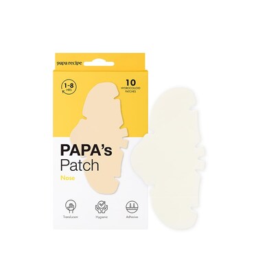 Papa Recipe Nose Patch 10 Hydrocolloid Patches For Nose Pores - Korean Blackhead, Pimple, Zit, Oily Pore &amp; Acne Support