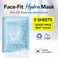 Face It Hydrating Sheet Masks, Hyaluronic Acid, Centella Asiatica, Panthenol, Moisturizing, Anti-Aging, Deep Hydration, Soothing, Vegan, Korean Skincare, Pack of 5