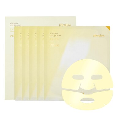 Afterglow Yuja Gel Mask 4+1 Pack - Vitamin C Hydrogel Mask - Radiance Overnight Mask - Luminosity Enhancing Formula - Dark Spot &amp; Tone Correction - Korean Skin Care