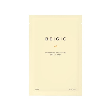 BEIGIC Luminous Hydrating Sheet Mask - Korean Vegan Skincare w/Peptides, Vitamin C &amp; Niacinamide - Glass Skin Moisturizing Firming Face Mask Pack (0.84 fl oz)