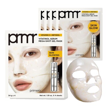 PRIMERA (PRMR Vitatinol Serum Mask   Gel Masks for face, Real Deep FacialMask, Hydrating, Wrinkle Care, Overnight Hydrogel Maskset 34g x 4EA