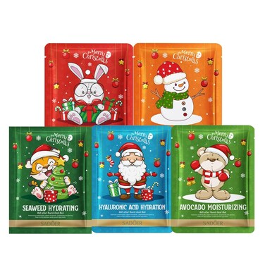 5 Pcs Christmas Stock-ing Stuff-ers Sheet Mask - Collagen Face Mask - Face Masks Skincare - Hydrating Face Masks Bulk with Hyaluronic Acid - Christmas Gifts for Women,Facial Masks for Women Skin Care