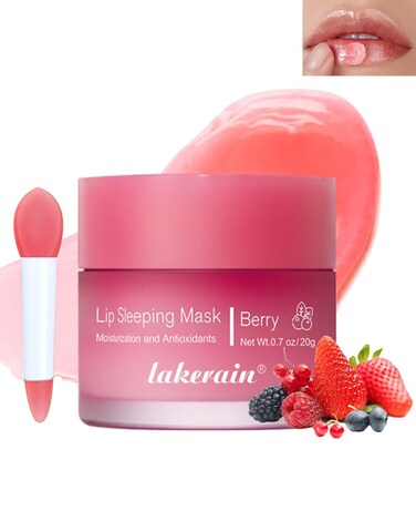 Sleeping Lip Mask, Overnight Hydrating &amp; Prevention Dry and Cracked Lips Scrubs Exfoliator &amp; Moisturizer, Ultra-Nourishing Lip Sleeping Mask with Wand, Lip Care Therapy Treatment for Women-02#Berry