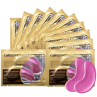 Pink Collagen Eye Mask, 30 Pairs Crystal Gold Under Eye Patches For Puffy Eyes and Dark Circles &ndash; Look Less Tired and Reduce Wrinkles and Fine Lines (Pink)