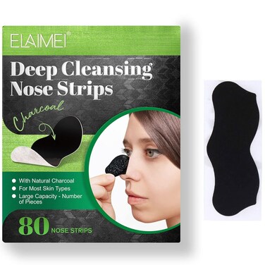 Charcoal Blackhead Removal Pore Strips, 80 Count, Unisex, for All Skin Types