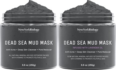 New York Biology Dead Sea Mud Mask for Face and Body with Dead Sea Mud Mask Infused with Lavender - Spa Quality Pore Reducer for Acne, Blackheads and Oily Skin, Natural Skincare &ndash; 8.8 Oz