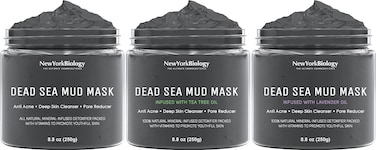 New York Biology Dead Sea Mud Mask for Face and Body with Dead Sea Mud Mask infused with Tea Tree and Dead Sea Mud Mask Infused with Lavender - Spa Quality Pore Reducer for Acne, Blackheads - 8.8 Oz