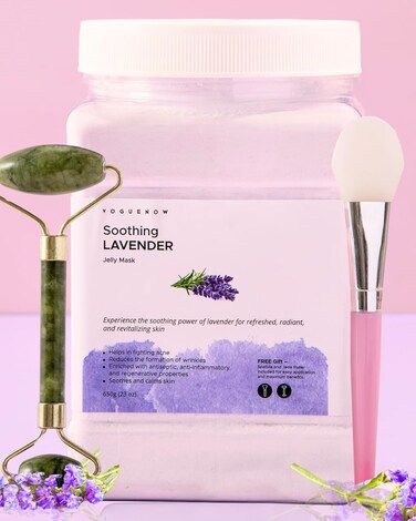 Jelly Face Mask for Facials - Lavender Hydrating &amp; Brightening Jelly Mask with Free Jade Roller &amp; Spatula   Professional Hydrojelly Masks   Vajacial Jelly Mask   23 Oz   International Womens Day Gifts