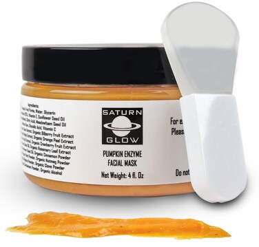 Pumpkin Enzyme Face Mask, Vegan Exfoliating Facial Mask, Anti Aging Facial Treatment, Moisturizing &amp; Hydrating Skincare, Glycolic Acid, Enzymatic Dermal Resurfacer, (4oz, 1, Applicator)
