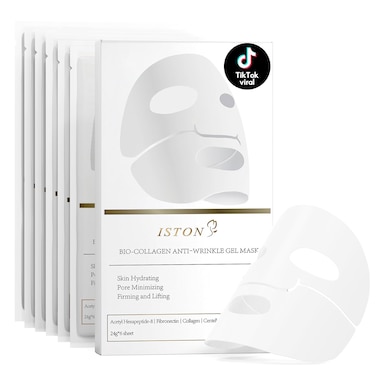 ISTON 6 Pack Bio-Collagen Real Deep Anti Wrinkle Lifting Mask,Overynight Hydrating Face Mask for All Skin Types -Pore Minimizing,Elasticity Enhancing,Firming,Moisturizing