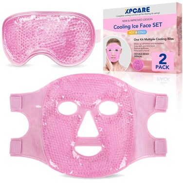 XPCARE Colding Ice Face Mask and Cooling Eye Mask for Puffy Eyes &amp; Migraine Relief Gel Eye Mask Cool Face Ice Masks for Dark Circles Eye Surgery Sleeping Pressure Headaches Skin Care(Pink)