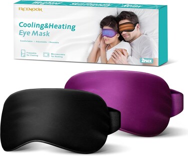 2PCS Cold Eye Mask - Cooling Eye Mask for Puffy Eyes, Cold Compress for Dark Circles, Dry Eyes, Eye Strain, Headache Relief, Migraines Reusable Gel Ice Eye Mask, Weighted Sleep Mask(Black,Purple)
