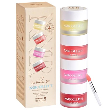Lip Mask &amp; Lip Moisturizer with 4 Lip Sleeping Mask-Overnight Intensive Treatment Revives &amp; Nourishes for All Day Hydration with Collagen &amp; Shea Butter, Gift Set for Dry Chapped Dark Lips