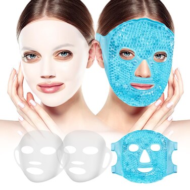 Face Ice Pack and 2 Packs Silicone Face Mask Cover, Ice Face Mask Hot Cold Eye Compress Skin Care Set for Women for Puffiness Swelling Relief Beauty Spa Essentials Gifts