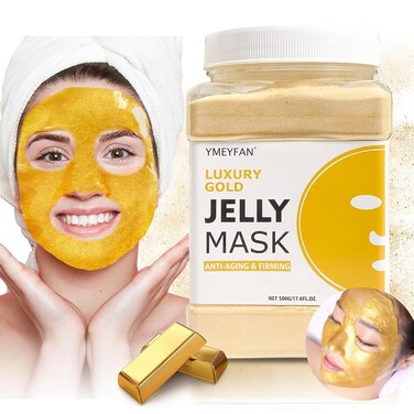 Jelly Mask Powder for Facial Professional - 24K Gold Anti-Aging &amp; Firming Jelly Mask, Hydrating Jelly Face Mask Skin Care, Gel Peel Off Mask for Spa Salon Vajacial Mask 17.6Fl Oz