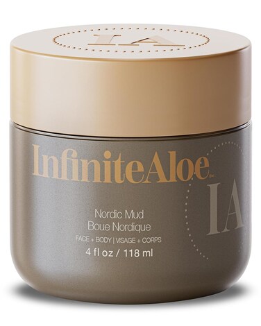 InfiniteAloe Nordic Mud Face Mask Skin Care Treatment, Peat + Charcoal + Aloe Vera + HA Combined, Suitable for All Skin Types - 4oz.