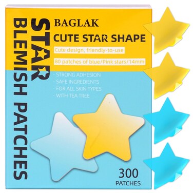 Star Pimple Patches - 300 Patches Hydrocolloid Patches, Star Shape Spot Dots,Yellow &amp; Blue Blemish Patch, Cute Face Stickers