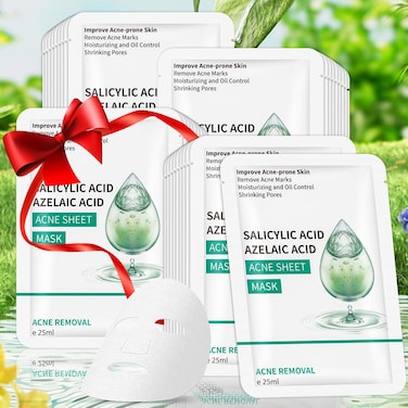 IREV Anti Acne Face Mask,Sheet Masks With Salicylic Acid, Face Masks Skincare For Acne, Acne Sheet Mask for Acne-Prone, Oily, and Sensitive Skin, Deep Pore Cleansing Facial Mask 10 Sheets