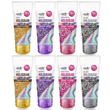 Epielle Hologram Glitter Peel Off Face Masks - Toning &amp; Calming   4 Variety Pack Single-Use Testers   Gift Set, Spa Gift   Korean Skincare