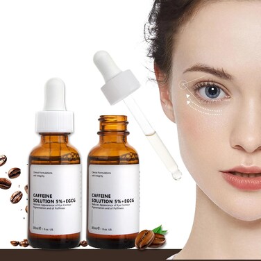 Caffeine Eye Serum With EGCG For Dark Circles and Puffiness, Anti Aging 5% Caffeine Solution For Puffy Eyes, Fine Lines, Moisturizing Caffeine Under Eye Serum, 2PCS.