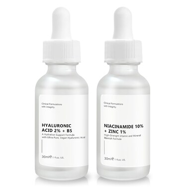 Anti Aging Face Serum Set 2PCS, Niacinamide Serum and Hyaluronic Acid Serum for Wrinkles and Fine lines, Improves Skin Texture, Moisturising Serum Set Oil Control &amp; Pore Shrinkage for All Skins