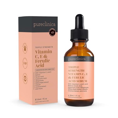 Triple Strength Vitamin C, E &amp; Ferulic Acid Serum (w/ Retinol &amp; double weight Hyaluronic Acid) &ndash; 30ml / 1 fl oz.
