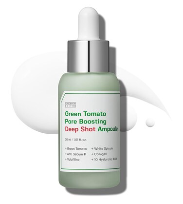 SUNGBOON EDITOR Green Tomato Volufiline Pore Boosting Deep Shot Ampoule - Pore Minimizing &amp; Skin Tightening Serum with Collagen &amp; Hyaluronic Acid Korean Skincare 1.01 Fl Oz