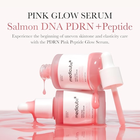 medicube Salmon DNA PDRN Pink Peptide Serum, Pink glow serum, Peptide, Niacinamide, Hydrating &amp; Moisturizing &amp; Firming, Uneven Skin Tone, Korean Skincare   1.01 fl.oz. (1.01 fl.oz., Salmon DNA PDRN)