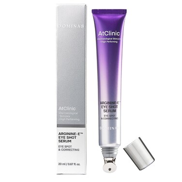 Atclinic Arginine-e Caffeine Eye Serum (0.67fl oz) - Korean Skincare Eye Gel Cream for Dark Circles, Puffiness, and Wrinkles with Guasha Applicator. Niacinamide