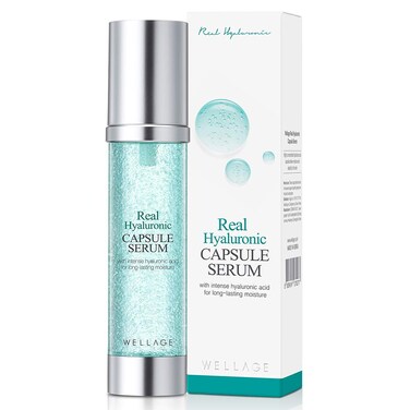 WELLAGE Real Hyaluronic Capsule Serum 30ml (1.01 oz.), Highly Enriched Hyaluronic Acid Raindrop Serum, Moisturizing with Milk Collagen and Aqua Ceramide, Wrinkle Improvement, Skin Elasticity
