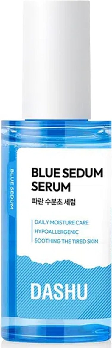 DASHU Blue Sedum Water Serum   Hydrating Skin Serum Water Based Moisturizer for Face w/ 8 Hyaluronic Acids   Men&rsquo;s Grooming Essentials 2.19 fl oz