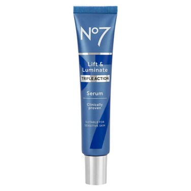 No7 Lift and Luminate Triple Action Face Serum &ndash; Anti-Wrinkle Collagen Peptide Serum with Vitamin C, Brightening Emblica, Pro Retinol, Hyaluronic Acid &amp; Hibiscus for Skin Firming (30ml)