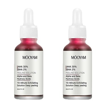 Peeling Solution AHA 30% + BHA 2% Exfoliating Facial Serum Chemical Peel for Face Fighting Blemishes Reduces Pore Congestion and Fine Lines, 1.0Fl Oz/30ml (2 PCS)